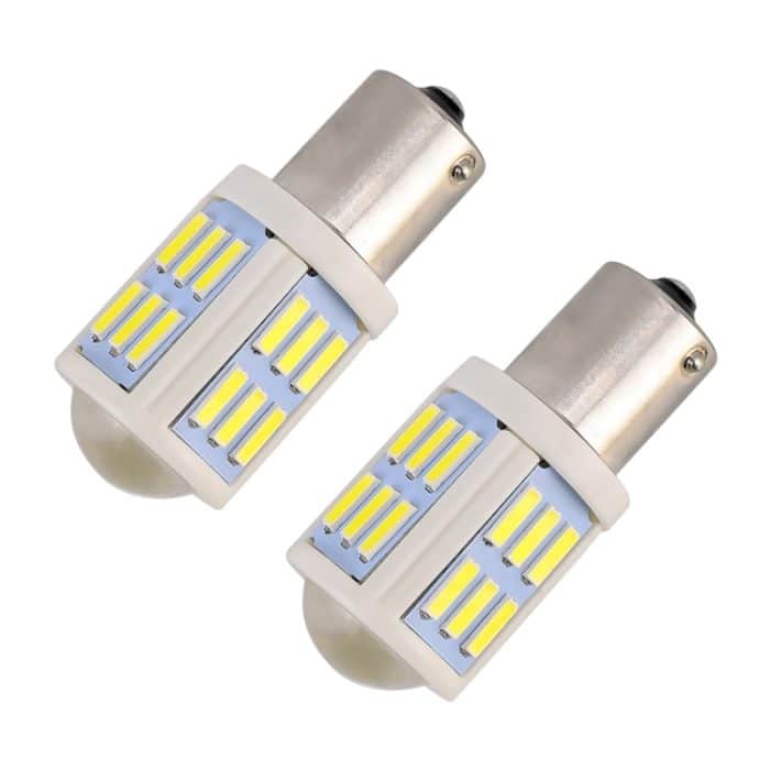2 Stück 1156/BA15S 4,5 W DC 12 V 6000 K 290 lm Auto-Keramik-Blinker/Rückfahrlicht 27 LEDs SMD-7020 Lampen, mit Projektorlinse, 1156 / BA15S – Bild 2