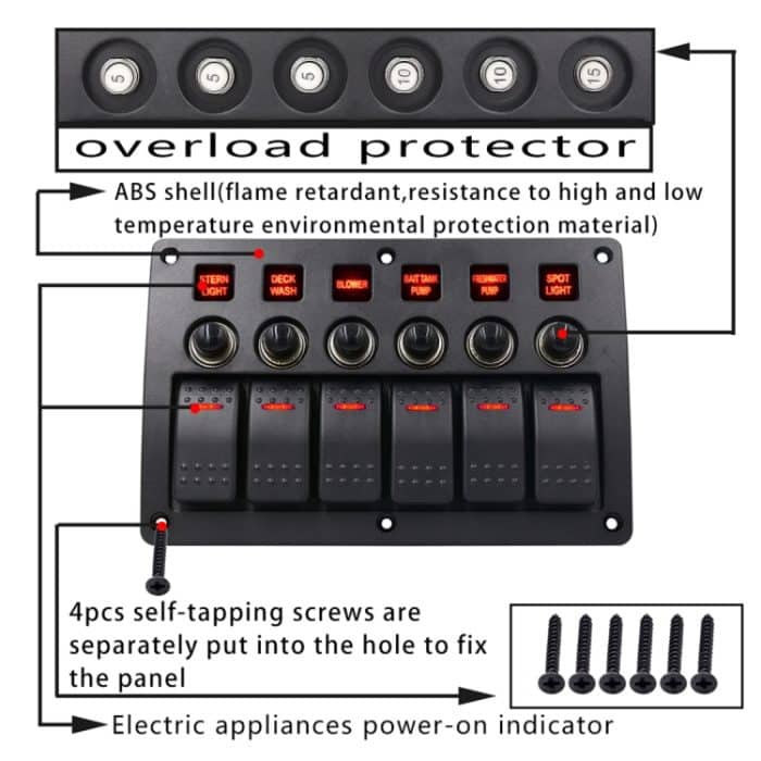 3Pin 6-Wege-Schalter Kombinationsschalterfeld mit Licht- und Projektorlinse für Wohnmobil-Schiff – Bild 6