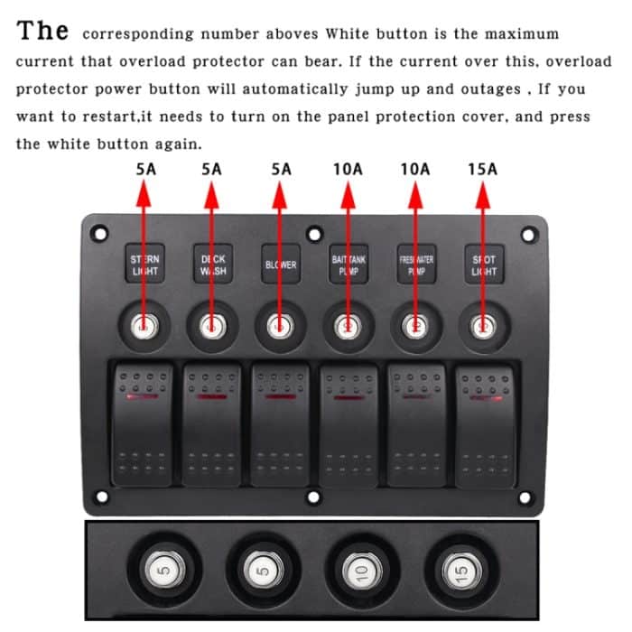 3Pin 6-Wege-Schalter Kombinationsschalterfeld mit Licht- und Projektorlinse für Wohnmobil-Schiff – Bild 7