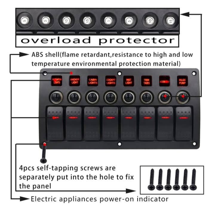 3Pin 8-Wege-Schalter Kombinationsschalterfeld mit Licht- und Projektorlinse für Wohnmobil-Schiff – Bild 5