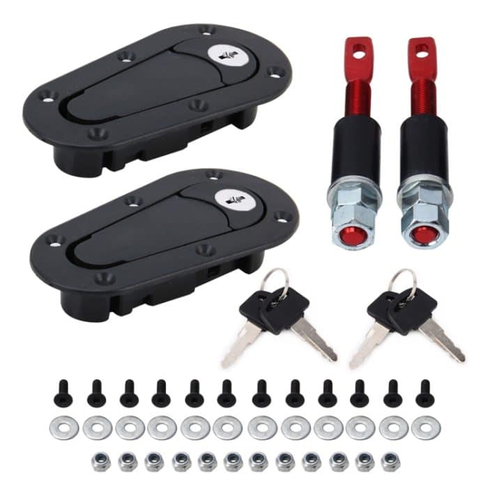 Ein Paar modifizierte Motorhaubenschlösser für allgemeine Rennwagen mit Schlüsseln, with Keys(Black) – Bild 5