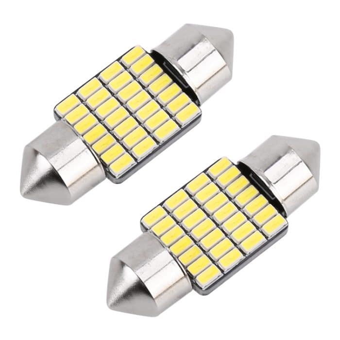 2 PCS 31mm DC12V / 1,2W / 6000K / 80LM 28LEDs SMD-3014 Autokennzeichenleuchte / Lichtkuppel mit Decoder – Bild 2