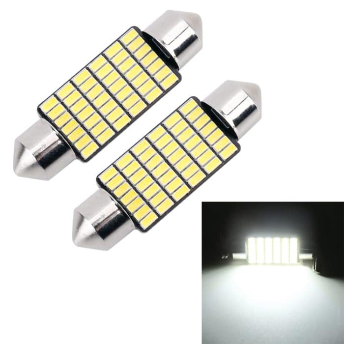 2 PCS 39 mm DC12V / 1,2 W / 6000K / 80LM 42LEDs SMD-3014 Autokennzeichenleuchte / Lichtkuppel mit Decoder – Bild 1