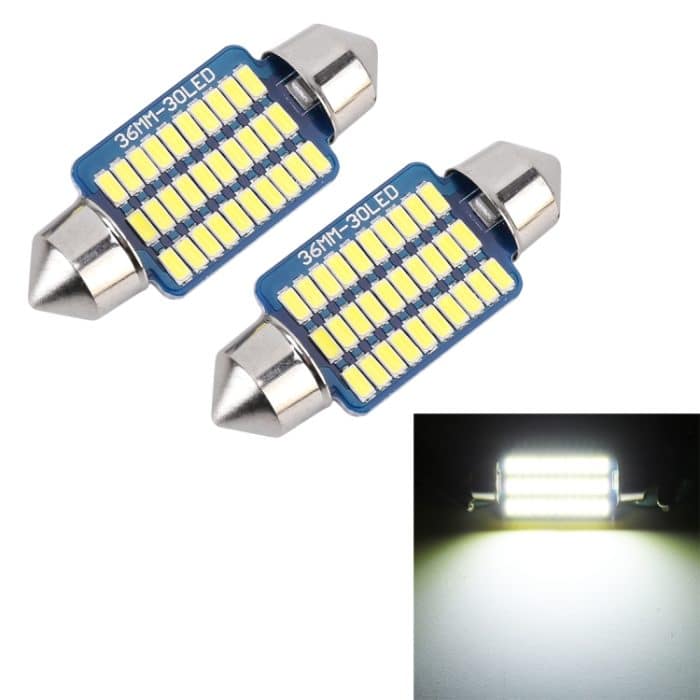 2 PCS 36mm DC12V / 1,5W / 6000K / 100LM 30LEDs SMD-3014 Autokennzeichenleuchte / Lichtkuppel mit Decoder – Bild 1