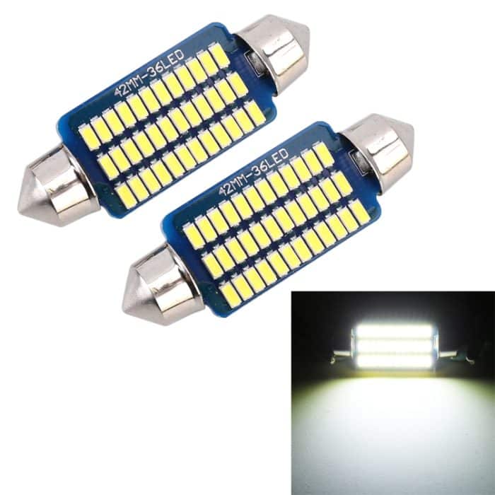 2 PCS 41mm DC12V / 1,5W / 6000K / 100LM 36LEDs SMD-3014 Autokennzeichenleuchte / Lichtkuppel mit Decoder – Bild 1
