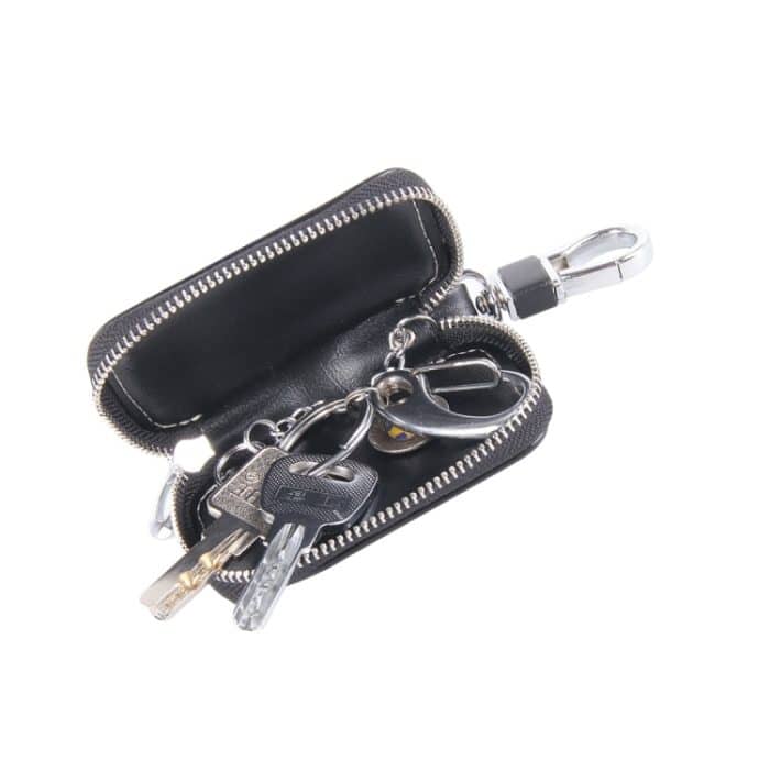 Universal Leder Flash Powder Texture Taille hängenden Reißverschluss Geldbörsen Schlüsselhalter Tasche (ohne Schlüssel), Flash Powder Texture Black – Bild 4