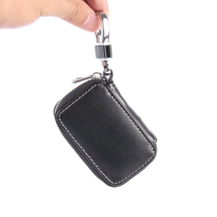 Universal Leder Flash Powder Texture Taille hängenden Reißverschluss Geldbörsen Schlüsselhalter Tasche (ohne Schlüssel), Flash Powder Texture Black – Bild 6