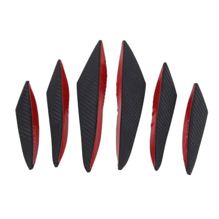 6 PCS Universal Carbon Fiber Style Auto Front Stoßstange Karosserie Spoiler Lip Splitter Protector Bar Strip Guard Aufkleber – Bild 2