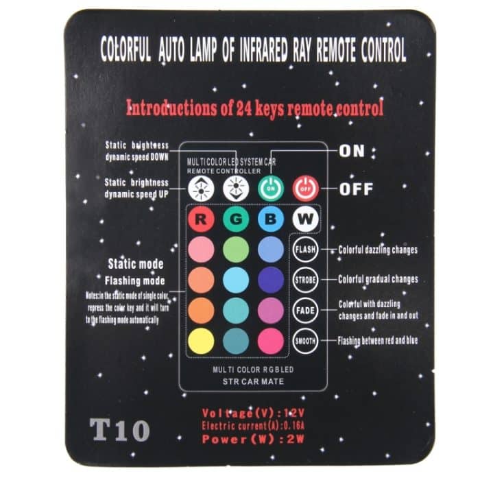 2 PCS T10 2W Auto Flash Strobe Fade Glatt Ferngesteuert Buntes LED Clearance Dekoratives Licht, DC 12V – Bild 7