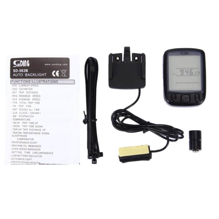 SUNDING SD-563B Multifunktions verdrahtete LCD-Bildschirm Wasserdichte Fahrrad-Computer-Kilometer-Tachometer mit Lichtleiter-Hintergrundbeleuchtungsfunktion – Bild 6