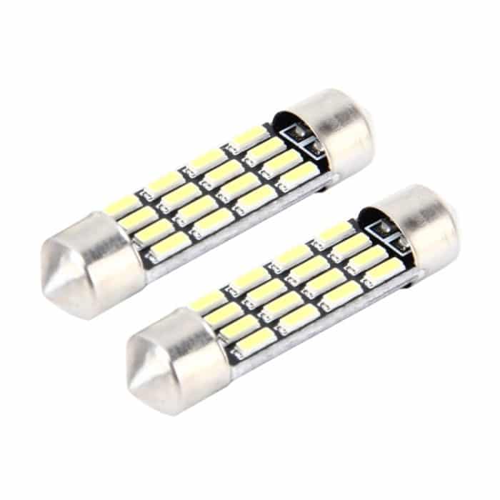 2 Stück 2 W 100 LM 6000 K 36 mm Bicuspid Port Car Dome Lampe LED Leseleuchte mit 16 SMD-4014 LED-Lampen, DC 12 V, 36MM – Bild 2
