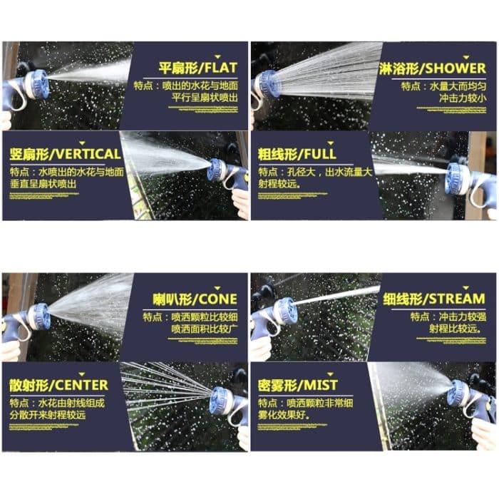 8 Funktion Gartenwasserpistole Multifunktionale Gartenpistole Gartenspritzpistole Wasserpistolen Einstellbare Schlauchdüsen 8 Muster Gartenwasserpistole – Bild 7