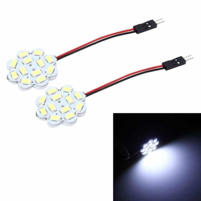 2 Stück 3 W 200 LM 6000 K Blumenform Auto-Innenraum-Leselicht mit 12 SMD-5630 LED-Lampen Bicuspid und T10-Adapterkabel, DC 12 V, Flower Shape Reading Light – Bild 1