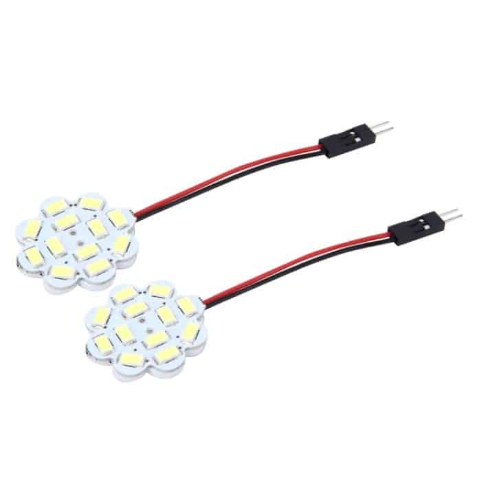 2 Stück 3 W 200 LM 6000 K Blumenform Auto-Innenraum-Leselicht mit 12 SMD-5630 LED-Lampen Bicuspid und T10-Adapterkabel, DC 12 V, Flower Shape Reading Light – Bild 2