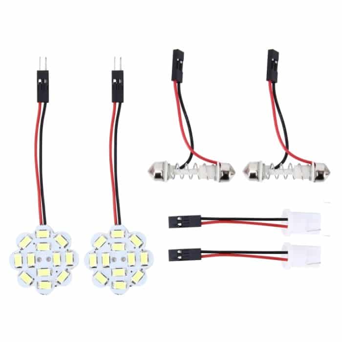 2 Stück 3 W 200 LM 6000 K Blumenform Auto-Innenraum-Leselicht mit 12 SMD-5630 LED-Lampen Bicuspid und T10-Adapterkabel, DC 12 V, Flower Shape Reading Light – Bild 5