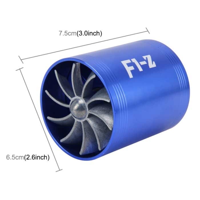 F1-Z Auto Edelstahl Universal Kompressor Dual Doppel Turbine Lufteinlass Kraftstoff Saver Turbo Turboing Ladegerät Fan Set kit, Double Side(Blue), Double Side(Black), Double Side(Red), Double Side(Silver) – Bild 2