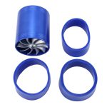 F1-Z Auto Edelstahl Universal Kompressor Dual Doppel Turbine Lufteinlass Kraftstoff Saver Turbo Turboing Ladegerät Fan Set kit, Double Side(Blue), Double Side(Black), Double Side(Red), Double Side(Silver) – Bild 5