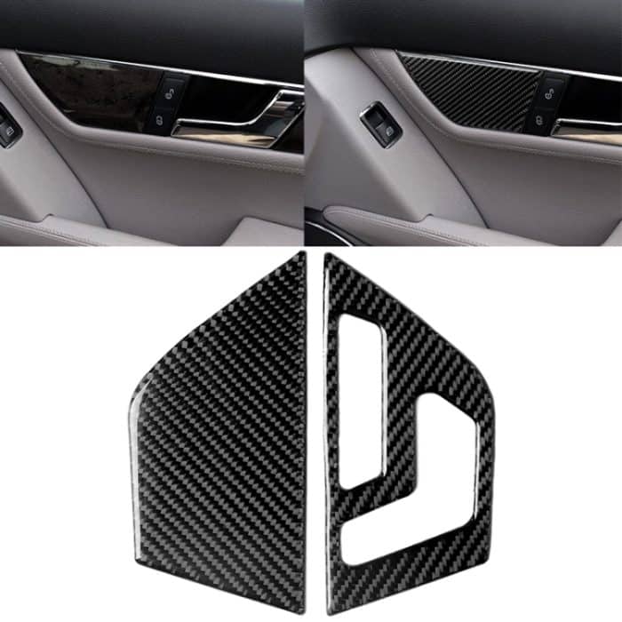 CMS9824.jpg 2 PCS Car Carbon Fiber Sitzverstellung für den linken Antriebssitz Dekorativer Aufkleber für Mercedes-Benz W204 2007-2013 – Bild 1