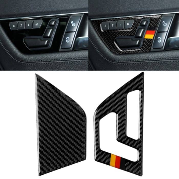2 PCS Deutsche Flagge Auto Kohlefaser Sitzverstellung rechts, dekorativer Aufkleber für Mercedes-Benz W204 2007-2013 – Bild 1