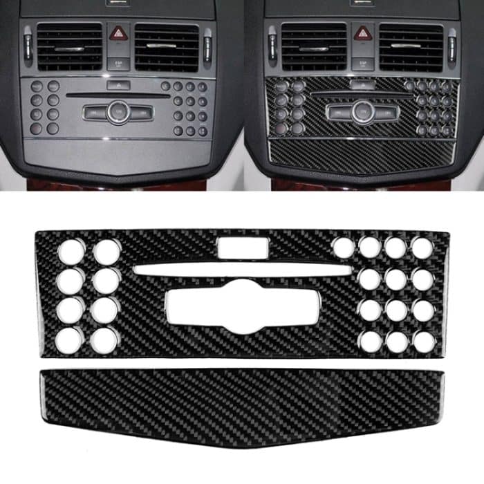 CMS9835.jpg Auto Carbon Fiber Center Console Panel Dekorativer Aufkleber für Mercedes-Benz W204 C Klasse 2007-2010 – Bild 1