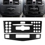 Auto Carbon Fiber Center Console Panel Dekorativer Aufkleber für Mercedes-Benz W204 C Klasse 2007-2010