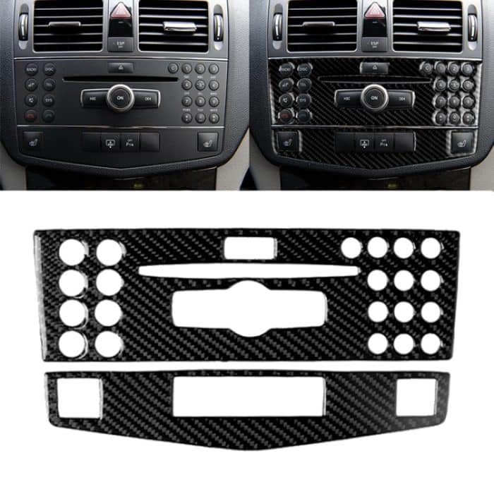 CMS9836.jpg Auto Carbon Fiber Center Console Panel Dekorativer Aufkleber für Mercedes-Benz W204 C Klasse 2007-2010 – Bild 1