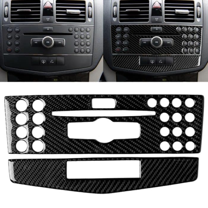 CMS9837.jpg Auto Carbon Fiber Center Console Panel Dekorativer Aufkleber für Mercedes-Benz W204 C Klasse 2007-2010 – Bild 1