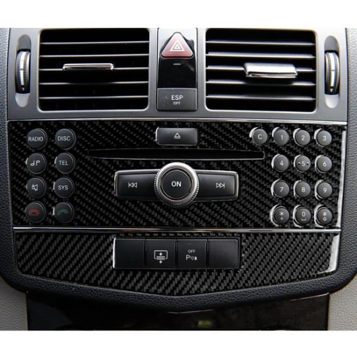 Auto Carbon Fiber Center Console Panel Dekorativer Aufkleber für Mercedes-Benz W204 C Klasse 2007-2010 – Bild 6