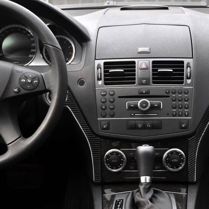 3 PCS Car Carbon Fiber Scheinwerfer Rahmen Dekorativer Aufkleber für Mercedes-Benz W204 C Klasse 2007-2010, Linkslenker – Bild 9