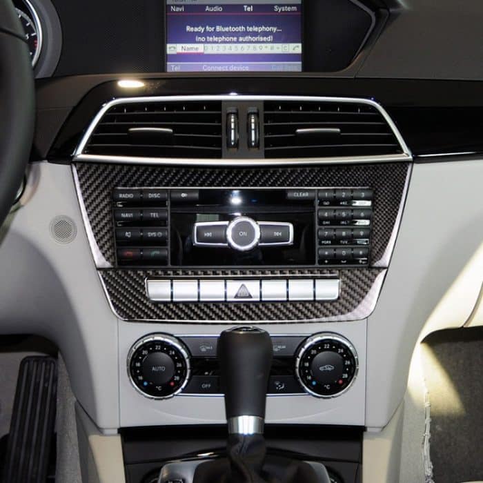 Auto Carbon Fiber Central Control CD Panel Dekorativer Aufkleber für Mercedes-Benz W204 2011-2013 7-Tasten – Bild 6