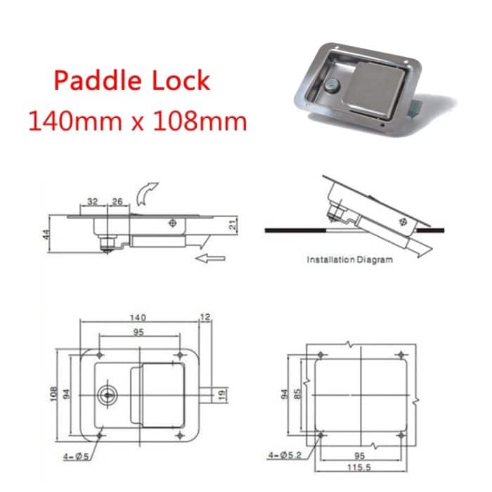 Edelstahl-Werkzeugkasten Lock Paddle Latch & Keys für Anhänger / Yacht / LKW – Bild 6