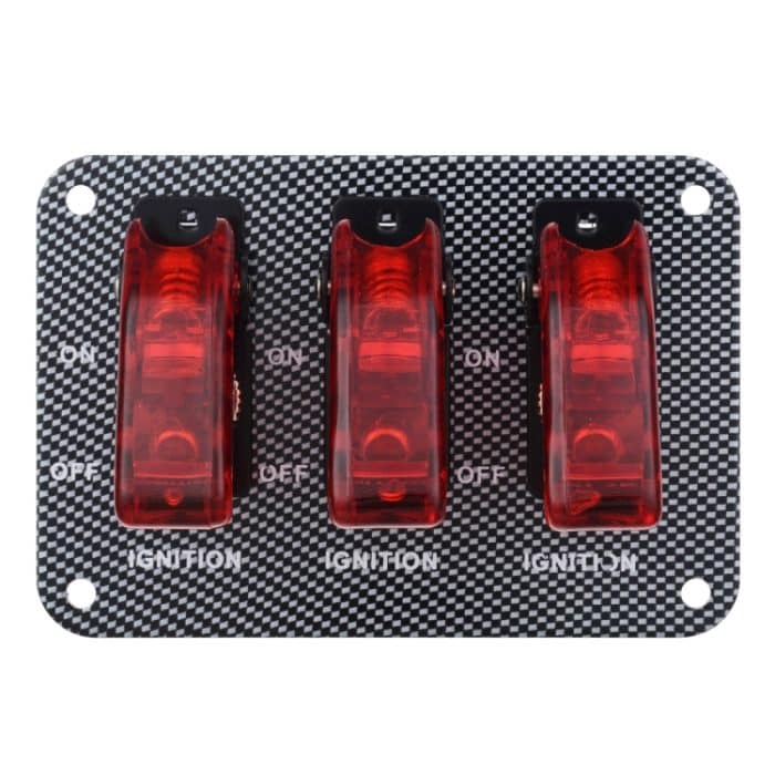 Jtron DV 12V Carbon Fiber Surface Panel Auto-Kippschalter mit roter LED-Anzeige – Bild 3
