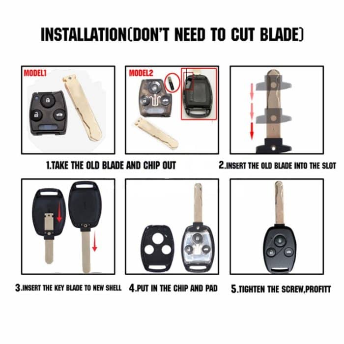 Ersatz-Autoschlüsseletui ohne Embryo für HONDA 3 + 1-Tasten-Autoschlüssel ohne Batterie – Bild 6