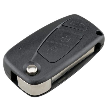 Für FIAT Autoschlüssel Ersatz 3 Tasten Autoschlüsseletui mit seitlichem Batteriehalter, Black, Blue