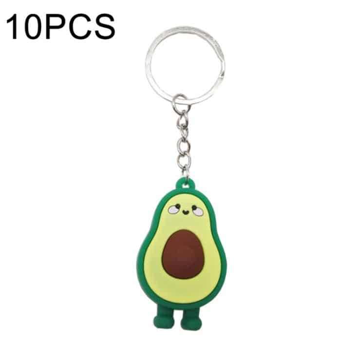 CRP0249.jpg 10 PCS Netter Obstschmuck Weicher Silikon Cartoon Anthropomorpher Avocado-Schlüsselring – Bild 1