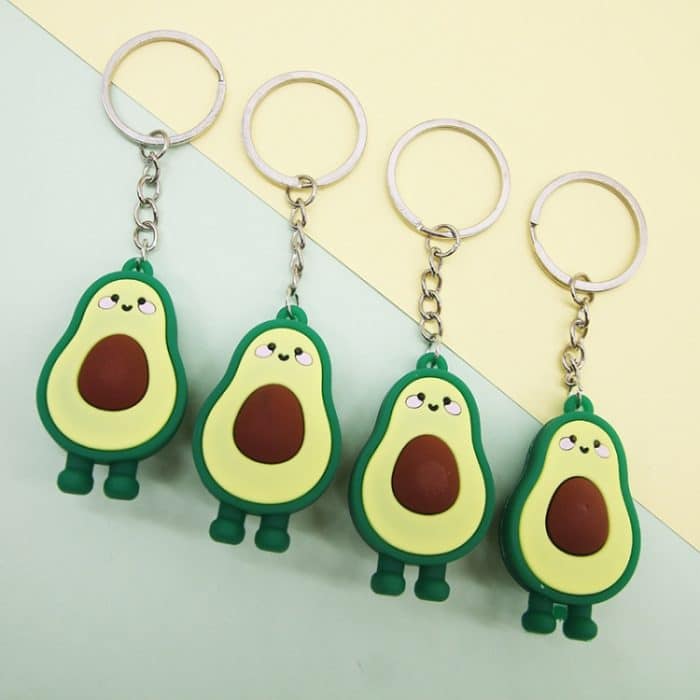 10 PCS Netter Obstschmuck Weicher Silikon Cartoon Anthropomorpher Avocado-Schlüsselring – Bild 5