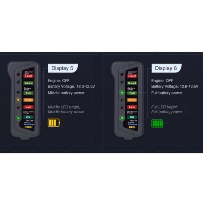 TIROL T16897 12V Auto Auto Digital Batterie Generator Tester 6 LED-Anzeigen – Bild 9