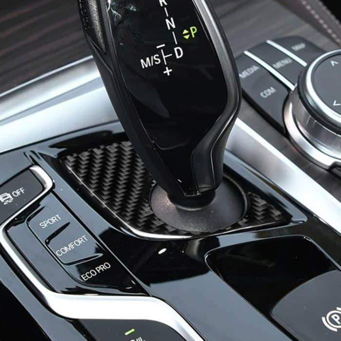 Auto Carbon Faser Schalthebel Unterseite Dekor Aufkleber für BMW 5er G38 528Li / 530Li / 540Li 2018, Linksantrieb – Bild 5