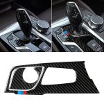 2 in 1 Auto Tricolor Carbon Fiber Gear Position Panel Dekorativer Aufkleber für BMW 5er G38 528Li / 530Li / 540Li 2018, Linksantrieb