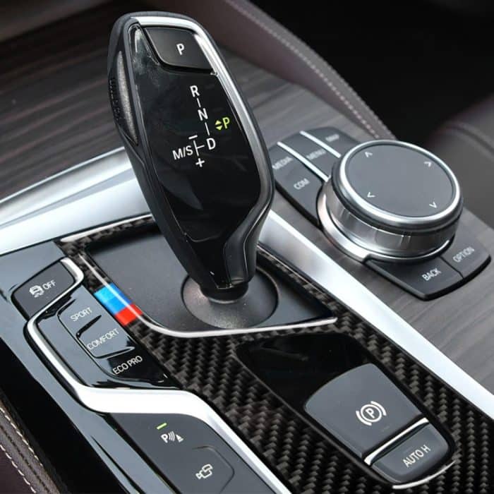 Auto Tricolor Carbon Fiber Gear Position Panel Dekorativer Aufkleber für BMW 5er G38 528Li / 530Li / 540Li 2018, Linksantrieb – Bild 6