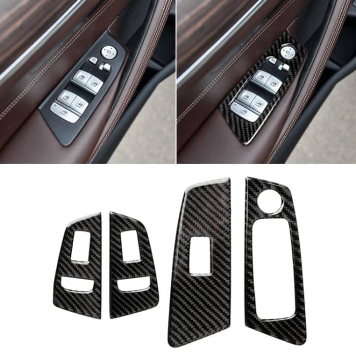Auto Carbon Fiber Tür Fensterheber Panel dekorative Aufkleber für BMW 5er G38 528Li / 530Li / 540Li 2018, Linksantrieb – Bild 1