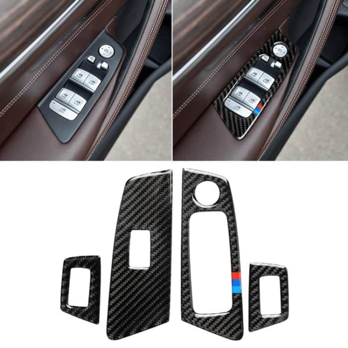 Auto Tricolor Carbon Faser Tür Fenster Hebebühne Dekorative Aufkleber für, Links DriveMW 5 Serie G38 528Li / 530Li / 540Li 2018 – Bild 1