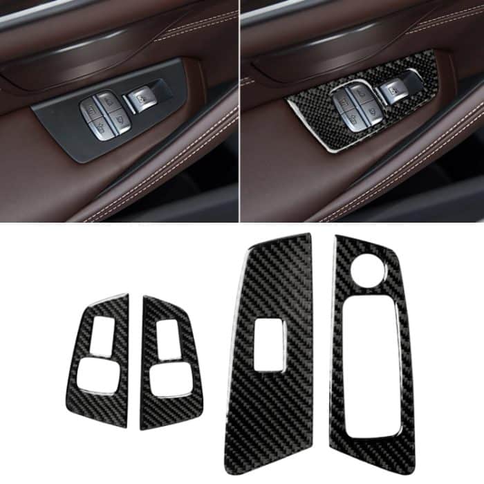 Auto Carbon Fiber Tür Fensterheber Panel dekorative Aufkleber für BMW 5er G38 528Li / 530Li / 540Li 2018, Linksantrieb – Bild 1