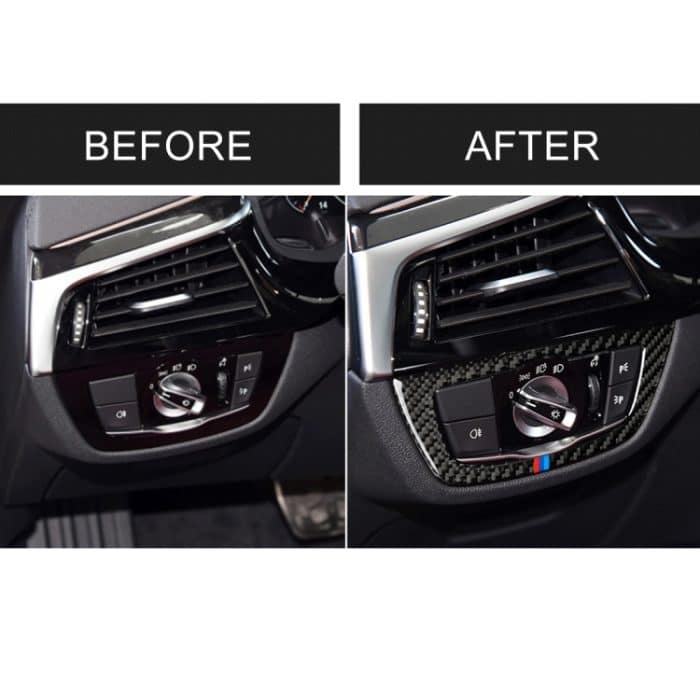 Auto Tricolor Carbon Fiber Scheinwerfer Schalterrahmen dekorative Aufkleber für BMW 5er G38 528Li / 530Li / 540Li 2018 – Bild 7