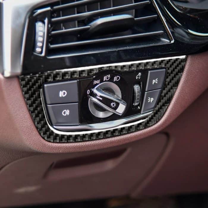 Auto Carbon Fiber Scheinwerfer Schalterrahmen dekorative Aufkleber für BMW 5er G38 528Li / 530Li / 540Li 2018 – Bild 6