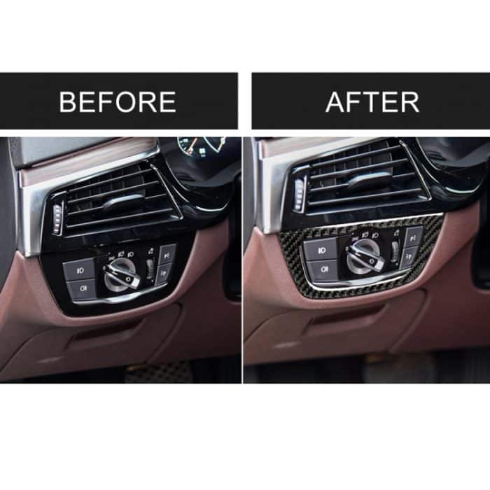 Auto Carbon Fiber Scheinwerfer Schalterrahmen dekorative Aufkleber für BMW 5er G38 528Li / 530Li / 540Li 2018 – Bild 7