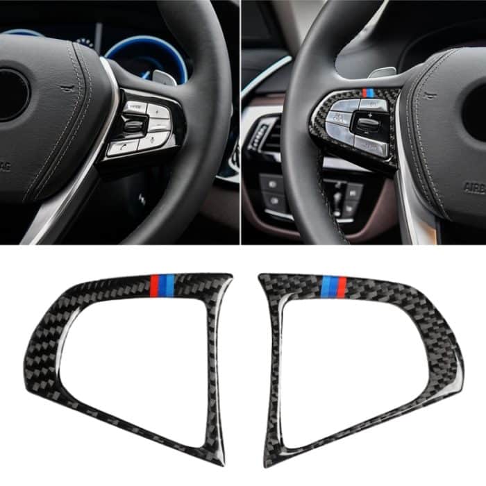 Car Tricolor Carbon Lenkradknopf Konfiguration B Dekorativer Aufkleber für BMW 5er G30 / G38 X3 G01 / G08 – Bild 1