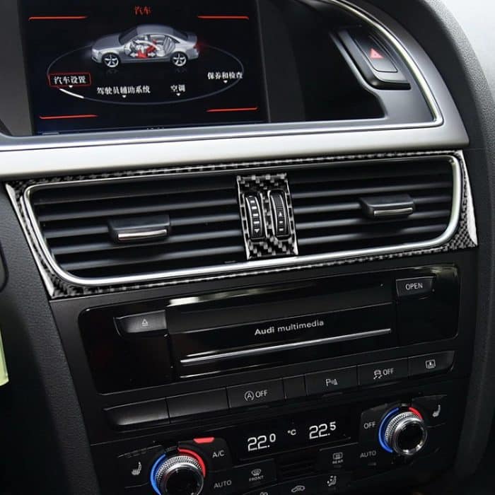 2 in 1 Auto Carbon Fiber Klimaanlage Auslassrahmen Dekorativer Aufkleber für Audi A4 B8 2009-2016 / A5 2008-2017 / Q5 2009-2017, Linkslenker – Bild 6