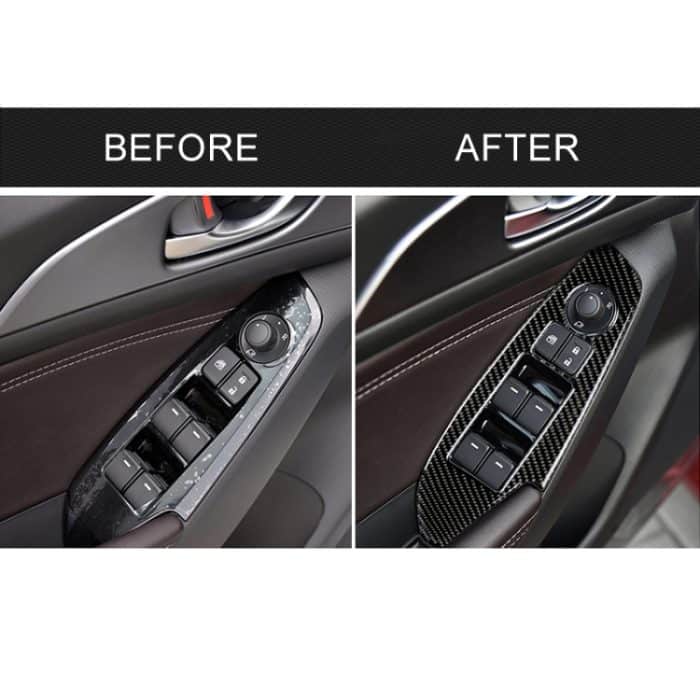 Auto Carbon Fiber Left Drive Window Lift Panel Dekorativer Aufkleber für Mazda Axela 2014 / 2017-2018 – Bild 7