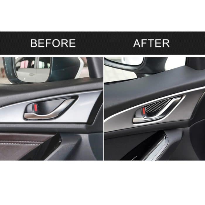 4 PCS Car Carbon Fiber Tür Innengriff Handgelenkplatte Dekorativer Aufkleber für Mazda Axela 2014 / 2017-2018 – Bild 7